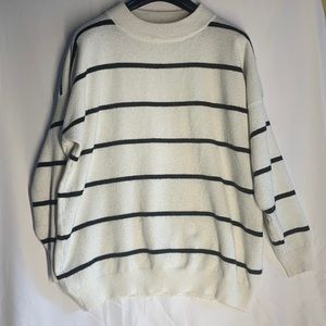 White and black striped sweater